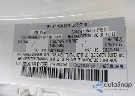 2017 Mazda Cx-3 Grand Touring z USA, uszkodzony, nr VIN JM1DKDD78H0153991